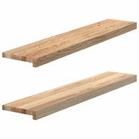 Vindueskarme 2 stk ubehandlet 100x20x2 cm massivt egetræ