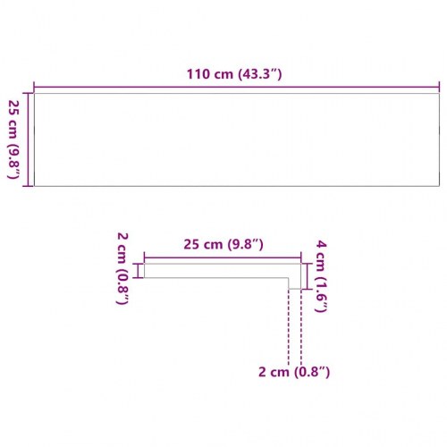 Vindueskarme 2 stk i massivt egetræ - lysebrun 110 × 25 × 2 cm