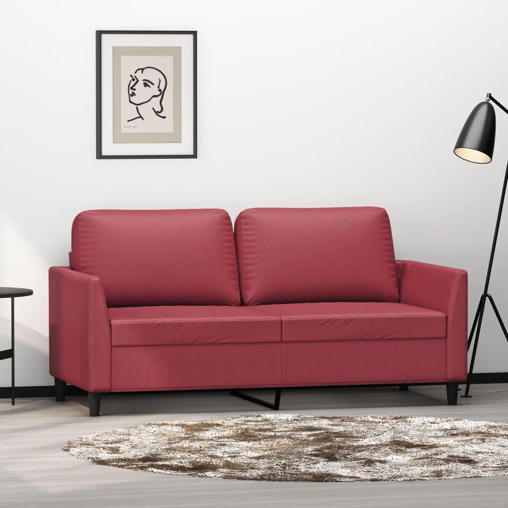 2 Personers Sofa 140 Cm Kunstlæder Vinrød