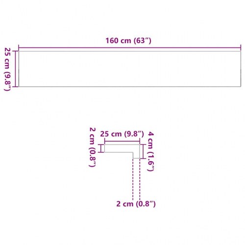 Vindueskarme 2 stk - ubehandlet massivt egetræ 160 × 25 × 2 cm