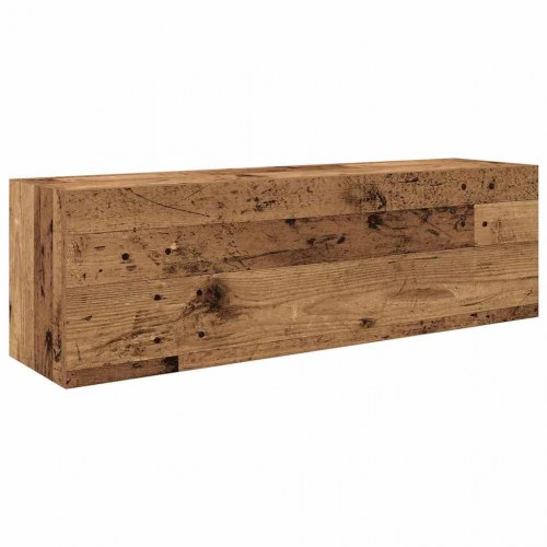 Væghængt badeværelsesskab 100×25×30 cm - konstrueret træ, antikt træ