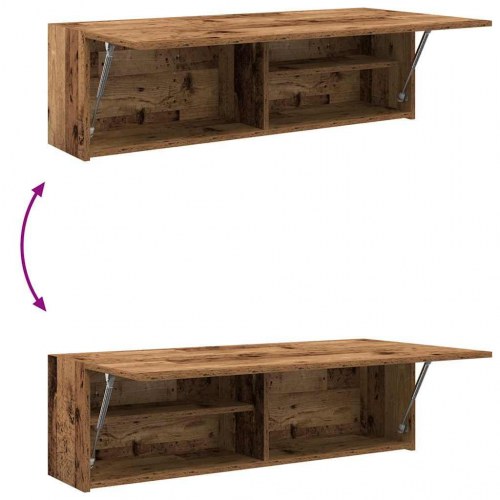 Væghængt badeværelsesskab 100×25×30 cm - konstrueret træ, antikt træ