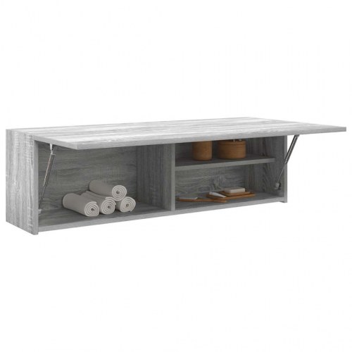 Væghængt badeværelsesskab 100×25×30 cm - grå sonoma-eg, konstrueret træ