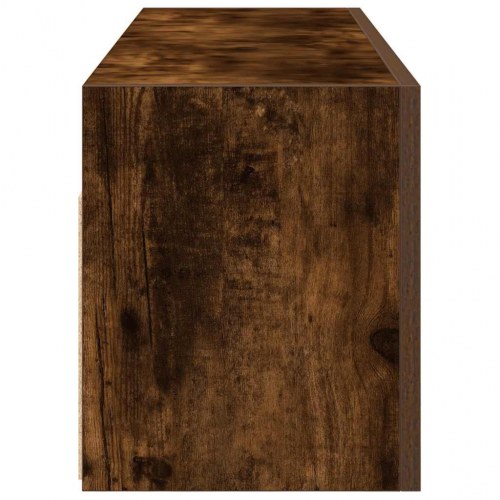 Væghængt badeværelsesskab 100×25×30 cm - konstrueret træ, røget eg