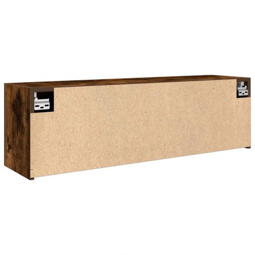 Væghængt badeværelsesskab 100×25×30 cm - konstrueret træ, røget eg
