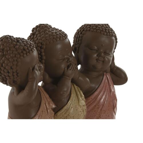 Dekorativ figur Home ESPRIT Orange Koral Lime Harpiks Buddha Orientalsk 15,5 x 6 x 13 cm