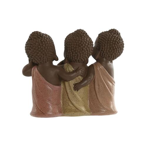 Dekorativ figur Home ESPRIT Orange Koral Lime Harpiks Buddha Orientalsk 15,5 x 6 x 13 cm
