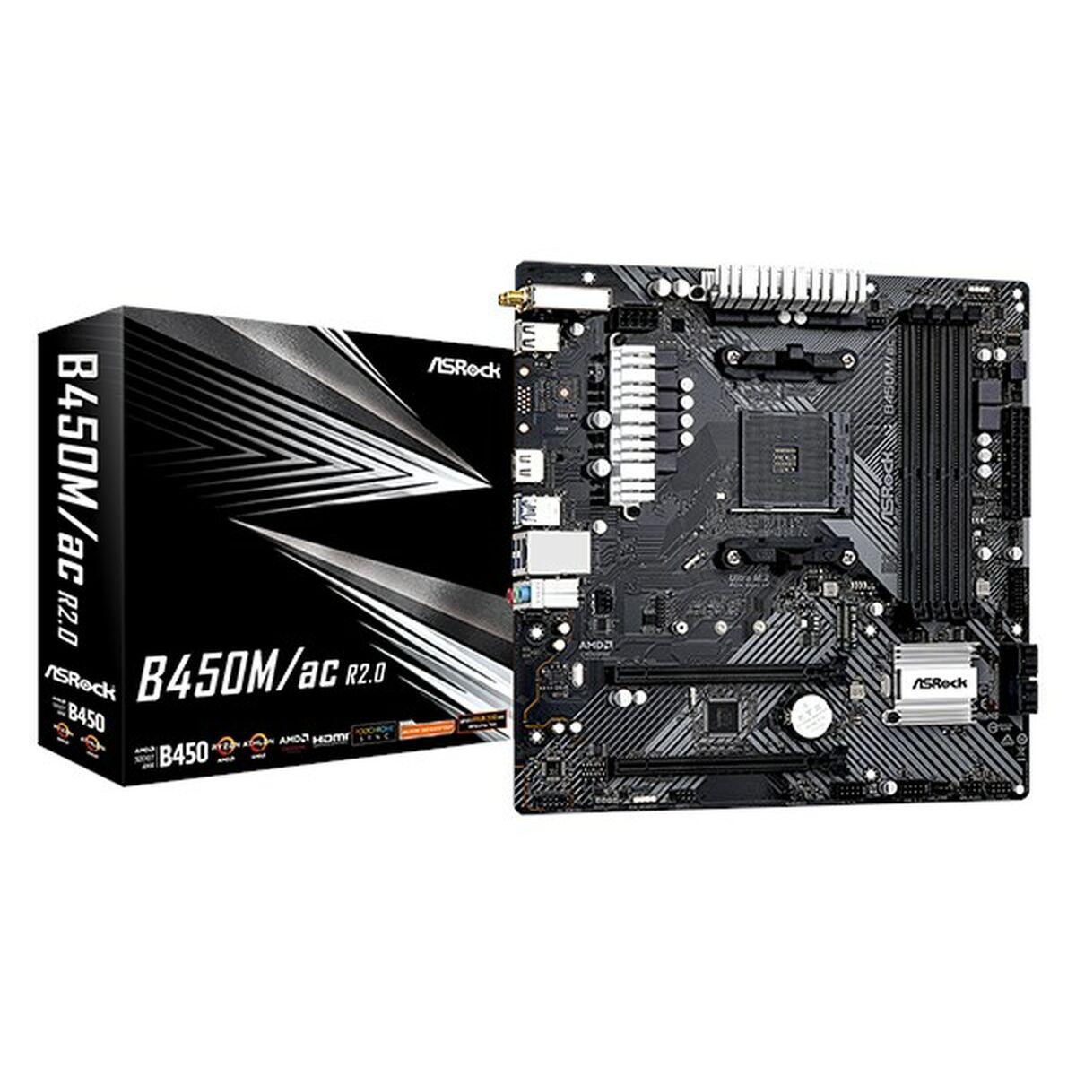 ASRock B450M/AC R2.0 bundkort - AMD B450, AM4, mATX