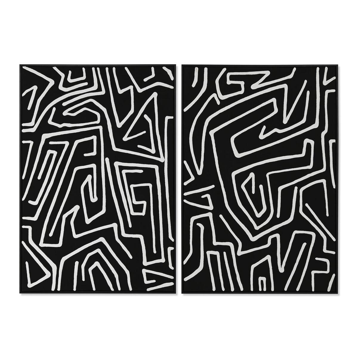 Maleri Home Esprit Hvid Sort Moderne 83 X 4 X 123 Cm 2 Enheder