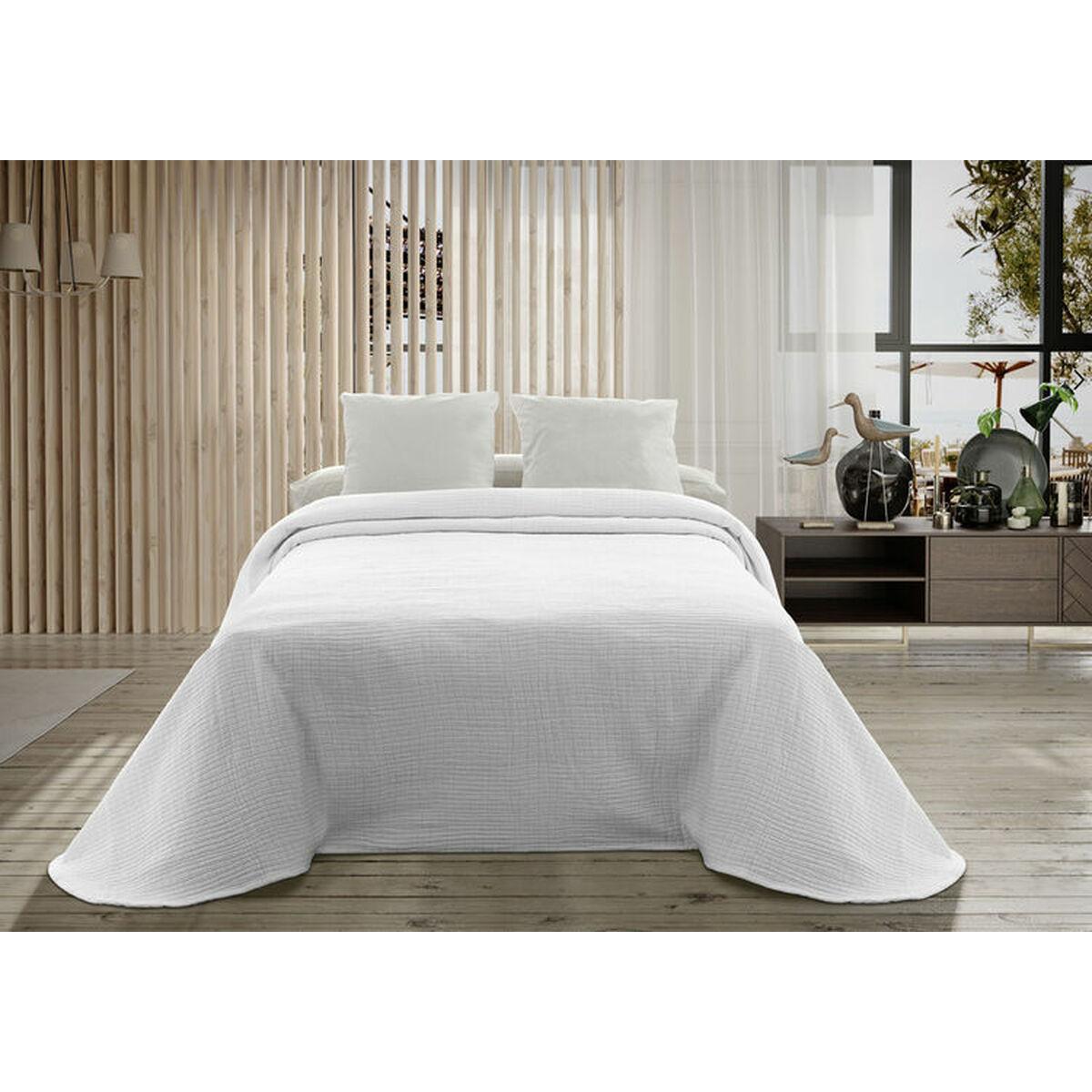 Sengetæppe 90 cm Hosteline PALMA - hvid bomuld 180×270 cm