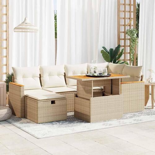 Sofasæt til haven 8 dele med hynder polyrattan beige