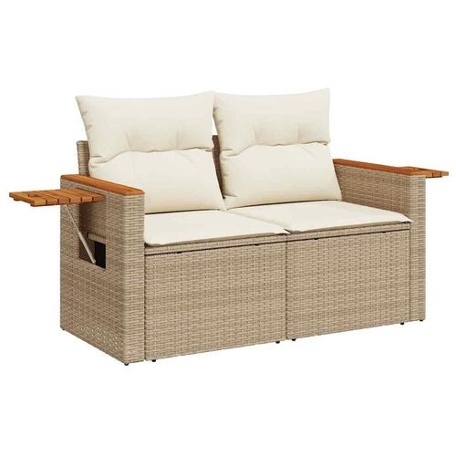 Sofasæt til haven 9 dele med hynder polyrattan akacietræ beige