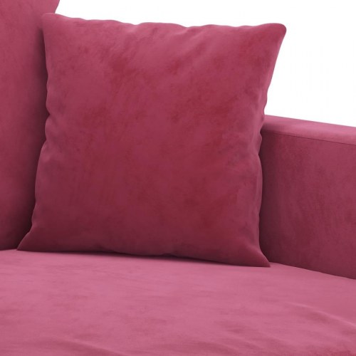 Sofasæt i velour - 2 og 3 pers. med hynder, vinrød