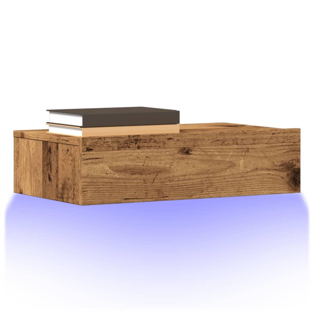 Tv Bord Med Led Lys 60x35x15 5 Cm Antikt Træ