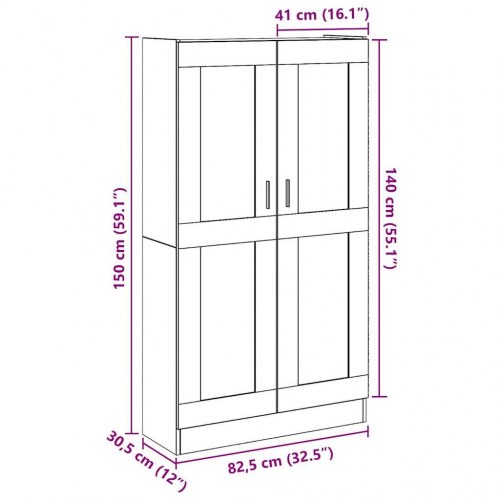 Højskab 82,5×30,5×150 cm i konstrueret træ - antikt træ