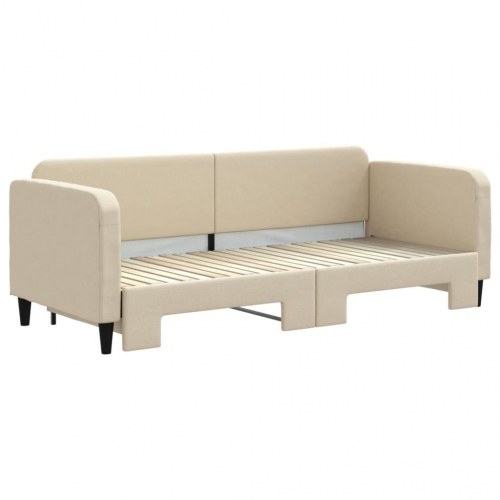 Daybed med udtræk 80x200 cm - stof, cremefarvet
