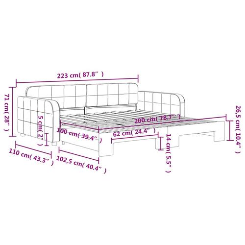 Daybed med udtræk 100x200 cm velour mørkegrøn
