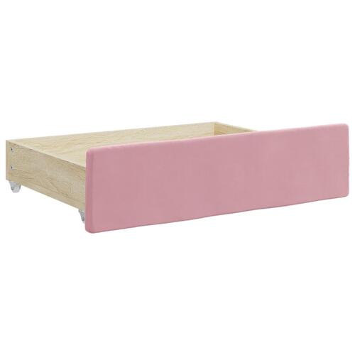 Daybed med udtræk og skuffer 100x200 cm velour lyserød