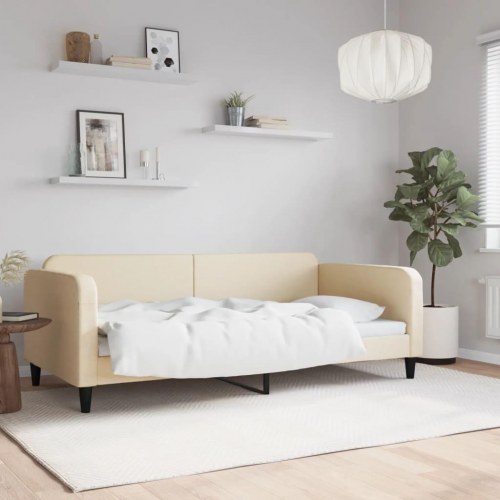 Daybed 100×200 cm i stof - cremefarvet sengeramme/sovesofa
