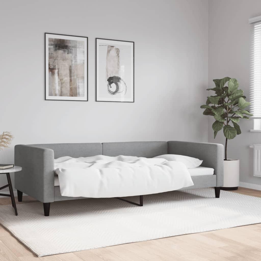 Daybed 100x200 cm stof lysegrå