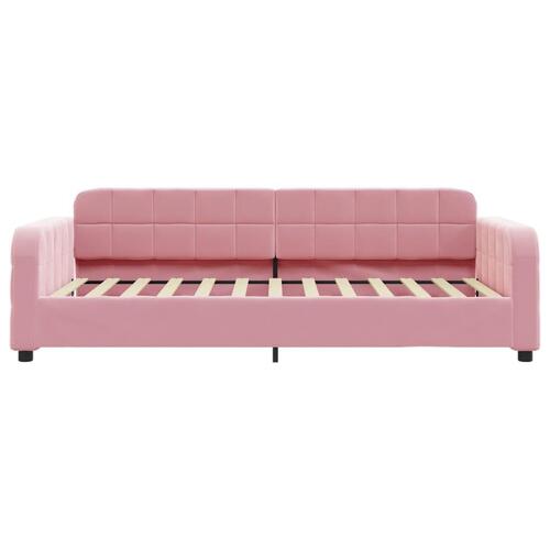 Daybed med udtræk og skuffer 90x200 cm velour lyserød