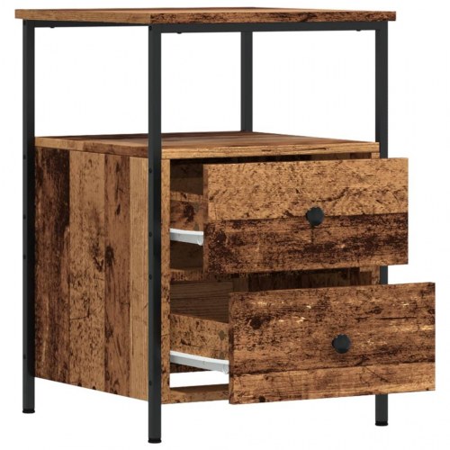 Sengebord 34 × 35,5 × 50 cm i konstrueret træ - antikt trælook