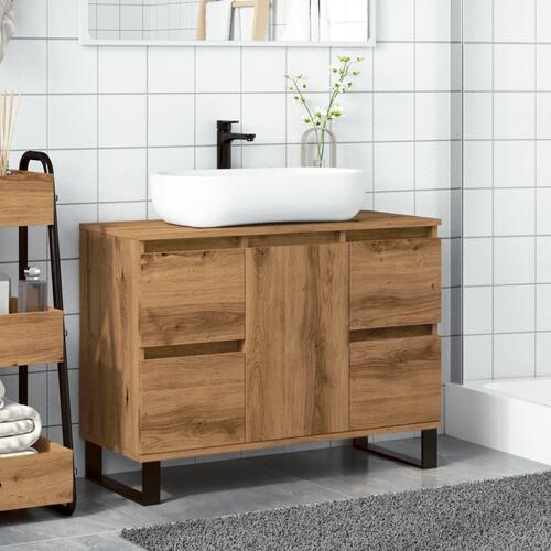 Underskab til badeværelse 80x33x60 cm konstrueret træ kunsteg