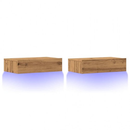 TV-borde 2 stk. med LED-lys 60 x 35 x 15,5 cm