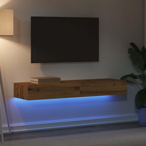 TV-borde 2 stk. med LED-lys 60 x 35 x 15,5 cm
