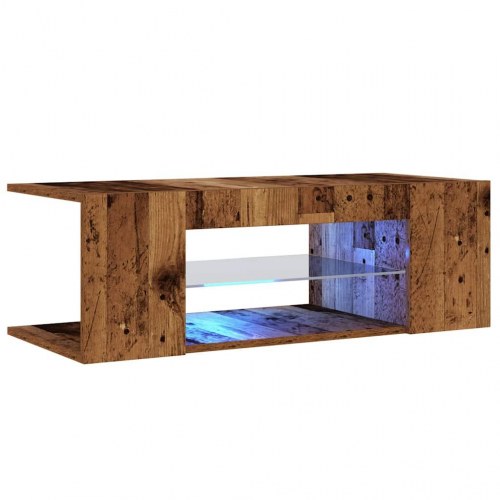 TV-bord med LED-lys 90 x 39 x 30 cm - antikt træ