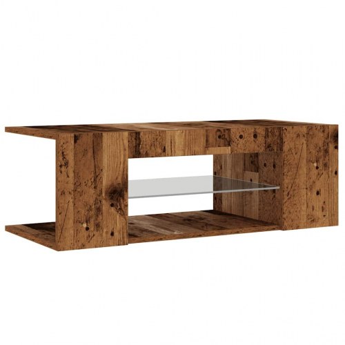 TV-bord med LED-lys 90 x 39 x 30 cm - antikt træ