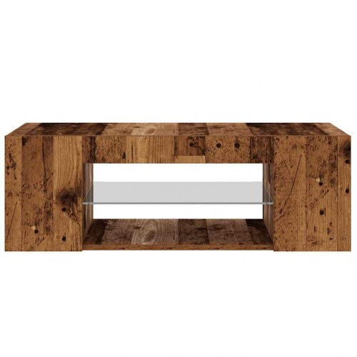 TV-bord med LED-lys 90 x 39 x 30 cm - antikt træ