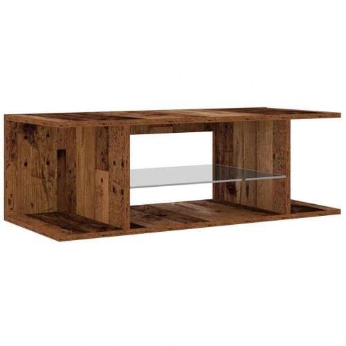TV-bord med LED-lys 90 x 39 x 30 cm - antikt træ