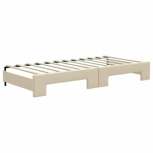 Daybed med udtræk og skuffer 90x200 cm stof cremefarvet