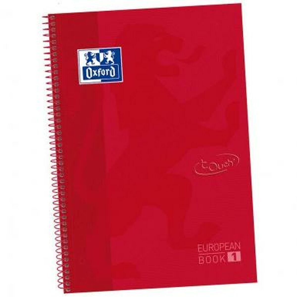 Ringbog Oxford Europeanbook 1 Write&erase Mørkerød A4 80 Ark Indbundet