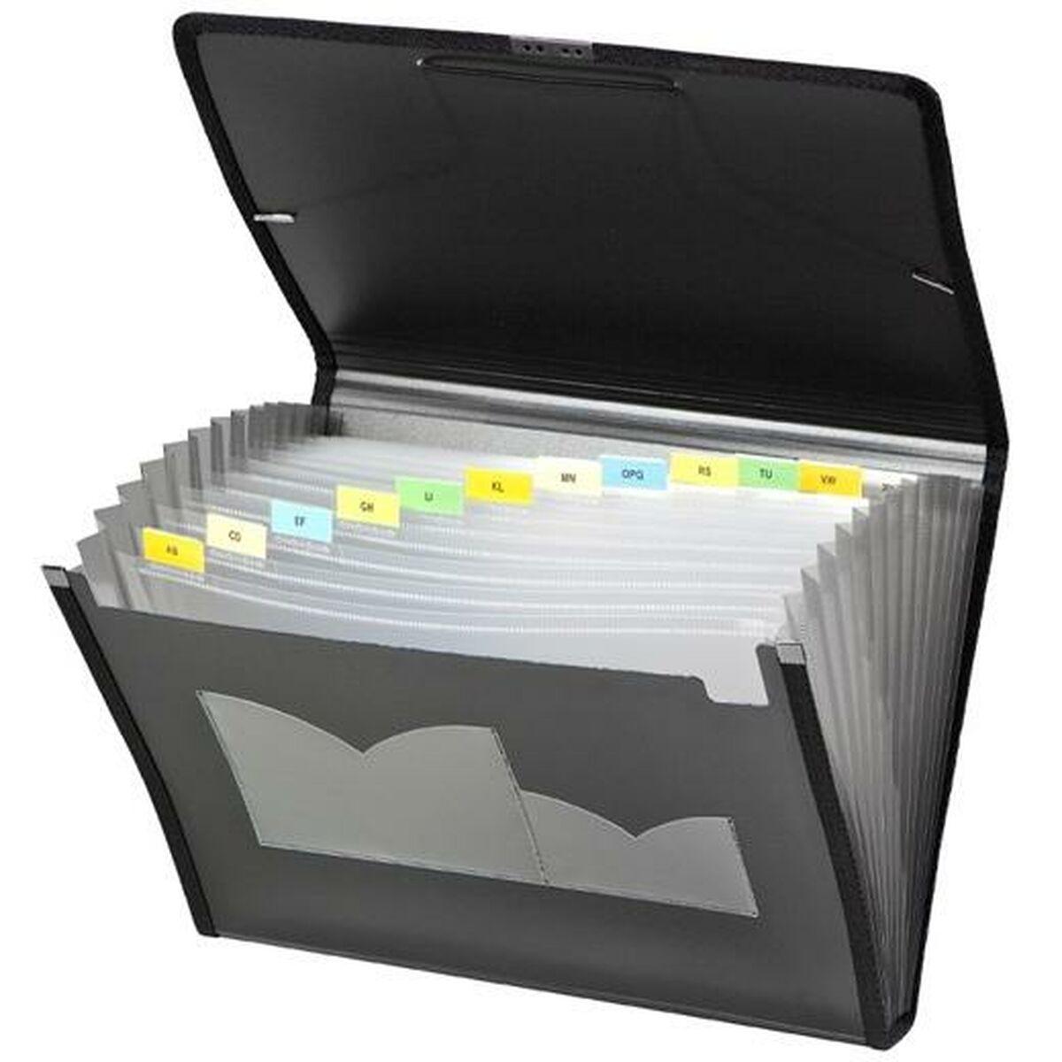 Carchivo Dune organiser mappe A4 - sort, 13 rum (24,5 × 33,5 × 4 cm)
