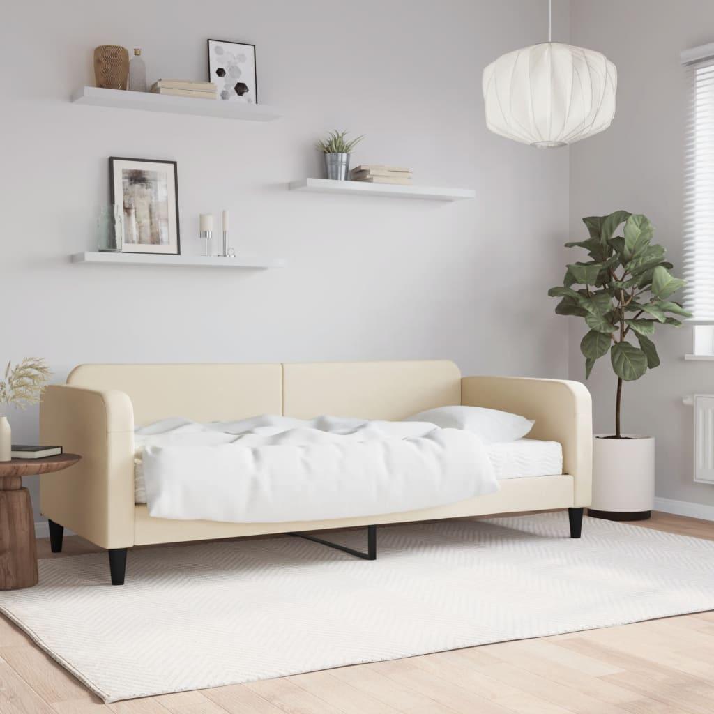 Daybed Stof Farvet Creme - med madras / 100 x 200 cm