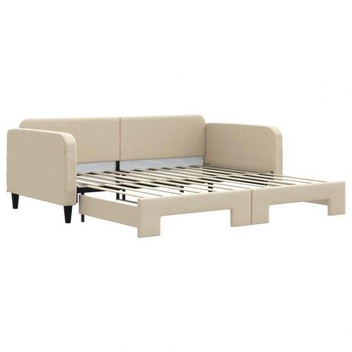 Daybed med udtræk 100×200 cm - stof, cremefarvet