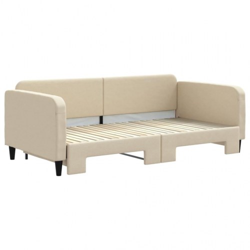 Daybed med udtræk 100×200 cm - stof, cremefarvet
