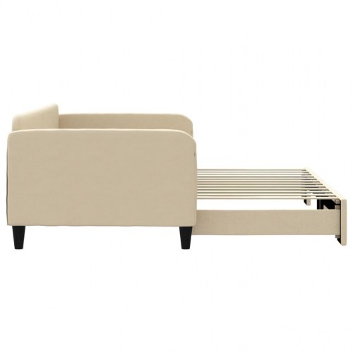 Daybed med udtræk 100×200 cm - stof, cremefarvet