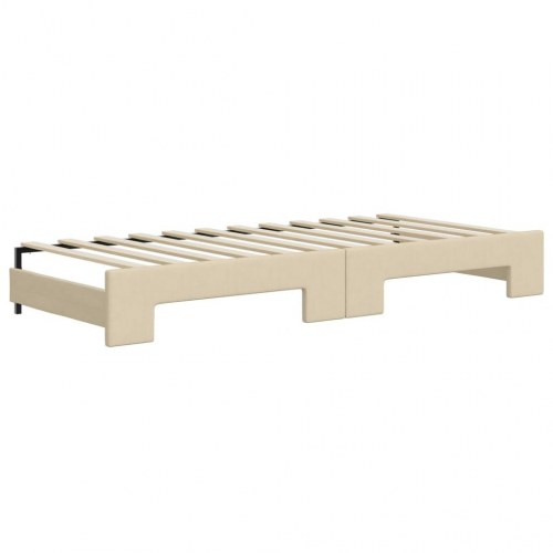 Daybed med udtræk 100×200 cm - stof, cremefarvet