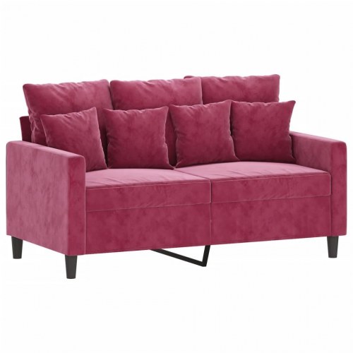 Sofasæt i velour - 1-, 2- og 3-personers med hynder, vinrød