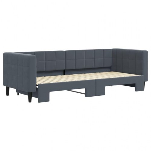 Daybed med udtræk 80 x 200 cm velour - mørkegrå