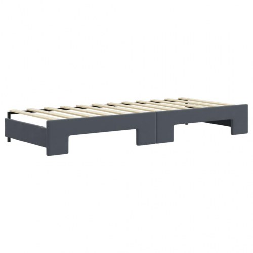 Daybed med udtræk 80 x 200 cm velour - mørkegrå