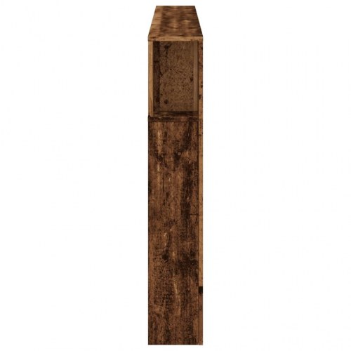 Sengegavl med LED og hylder 180 × 18,5 × 103,5 cm - antikt træ, konstrueret træ