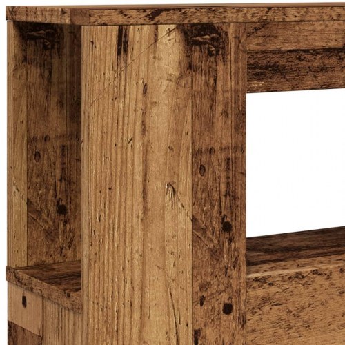 Sengegavl med LED og hylder 180 × 18,5 × 103,5 cm - antikt træ, konstrueret træ