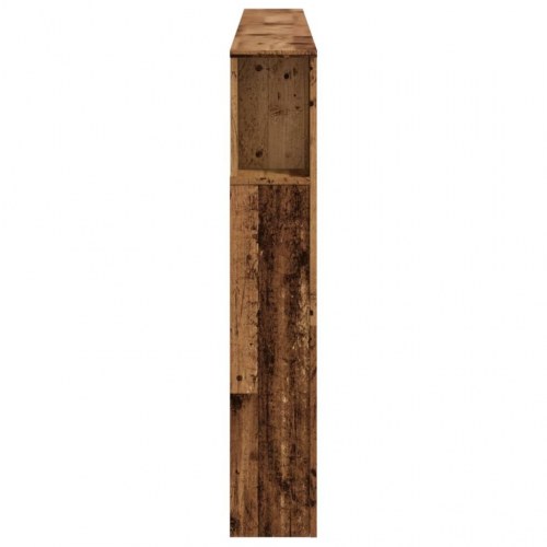 Sengegavl med LED og hylder 200 × 18,5 × 103,5 cm - antikt træ