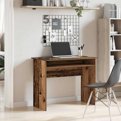 Skrivebord 90×50×74 cm i konstrueret træ - antikt trælook