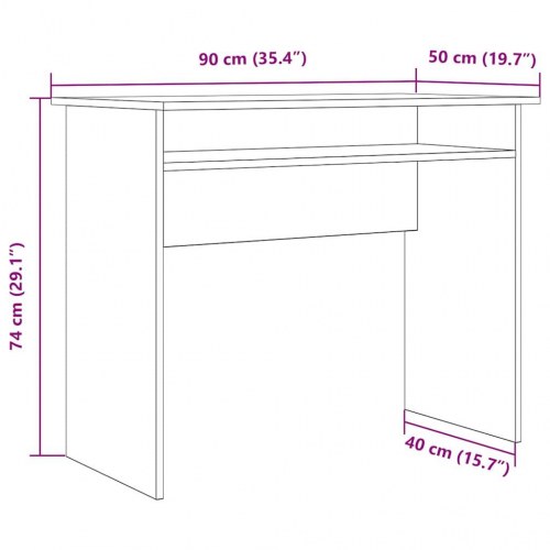 Skrivebord 90×50×74 cm i konstrueret træ - antikt trælook