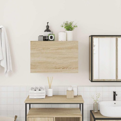 Væghængt badeværelsesskab 60×25×40 cm - konstrueret træ, sonoma-eg